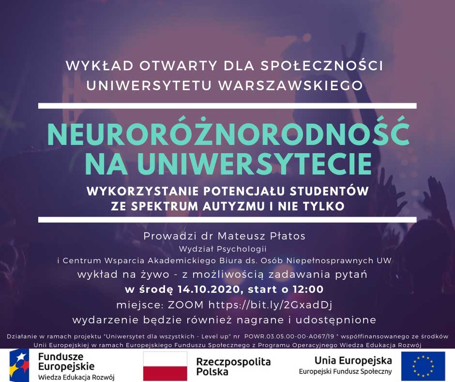 Plakat wykładu neuroróżnonorność na Uniwersytecie